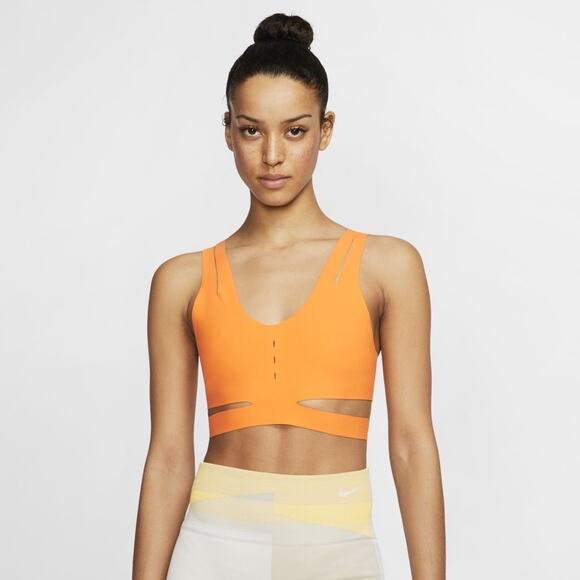 Nike Womens Size Small Dri Fit Training Motion Adapt Bra High Support Orange - Picture 1 of 7